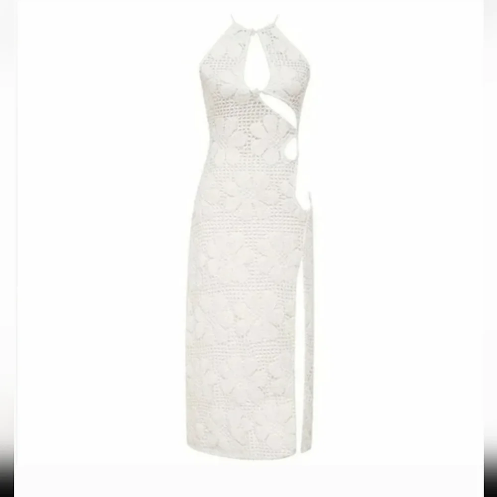 For Love And Lemons White Mitra Crochet‎ Beach Cover-Up Dress